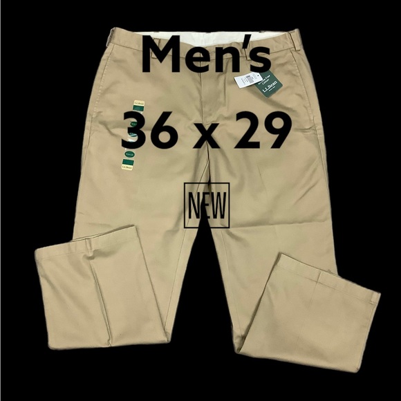 L.L. Bean Other - Men’s L.L. Bean 36 x 29 Chino Khakis Pants Taupe Khaki Cotton Straight Leg NWT